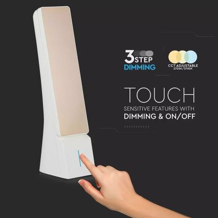 LED Dimbare Touch Oplaadbare Bureaulamp USB LED/4W/5V 1200 mAh 2700K-5700K wit/goud