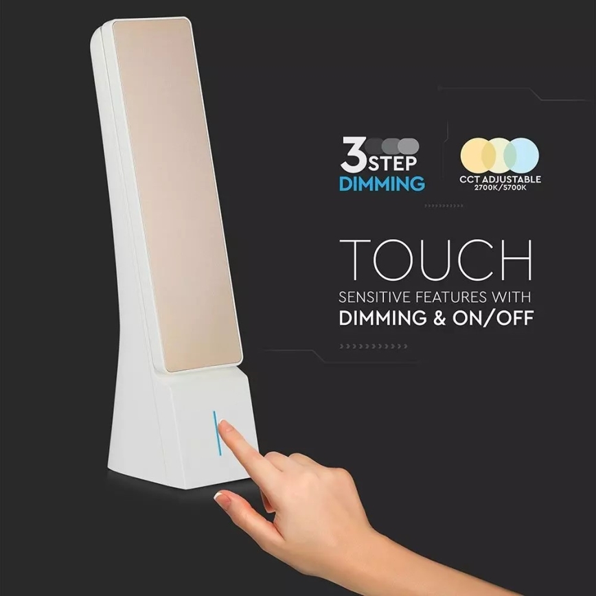 LED Dimbare Touch Oplaadbare Bureaulamp USB LED/4W/5V 1200 mAh 2700K-5700K wit/goud