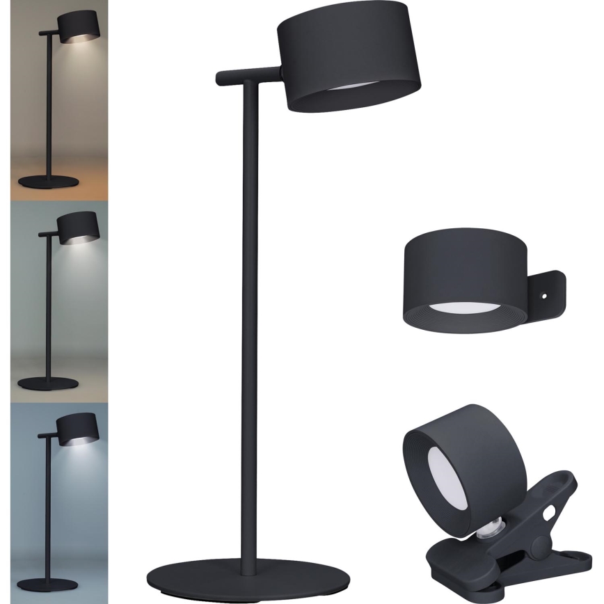 LED Dimbare Touch Oplaadbare Lamp 3-in-1 LED/4W/2000 mAh 3000/4000/6500K Zwart