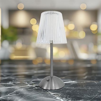 LED Dimbare touch oplaadbare tafellamp ELBA LED/1,6W/800 mAh mat chroom/doorzichtig