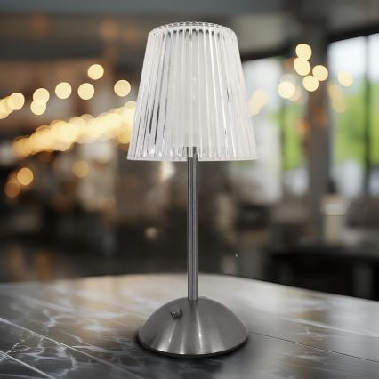 LED Dimbare touch oplaadbare tafellamp ELBA LED/1,6W/800 mAh mat chroom/doorzichtig