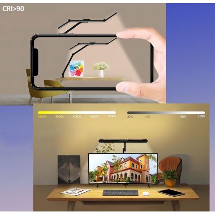 LED Dimbare Touch Flexibele Bureaulamp LED/24W/230V 3000-6500K CRI 92 zwart