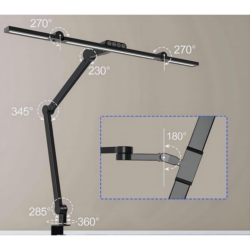 LED Dimbare Touch Flexibele Bureaulamp LED/24W/230V 3000-6500K CRI 92 zwart