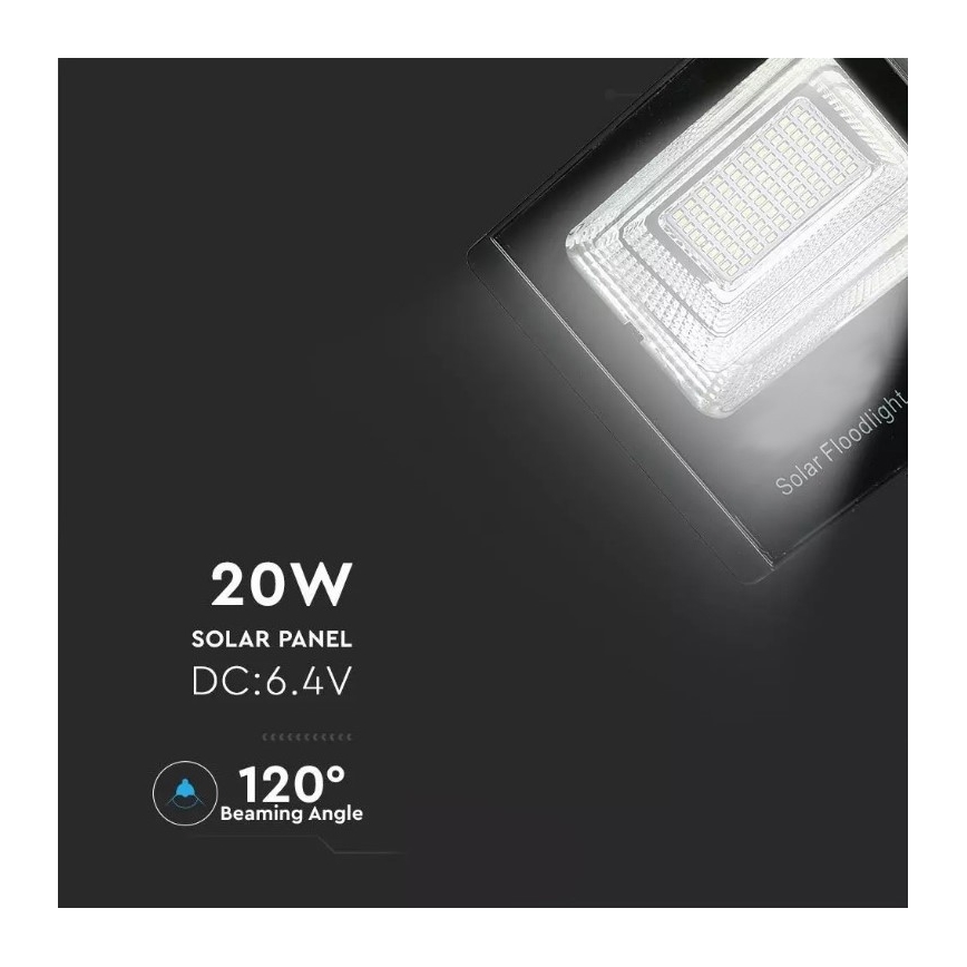 LED Dimbare zonne-schijnwerper LED/20W/6,4V 4000K IP65 10000 mAh + afstandsbediening