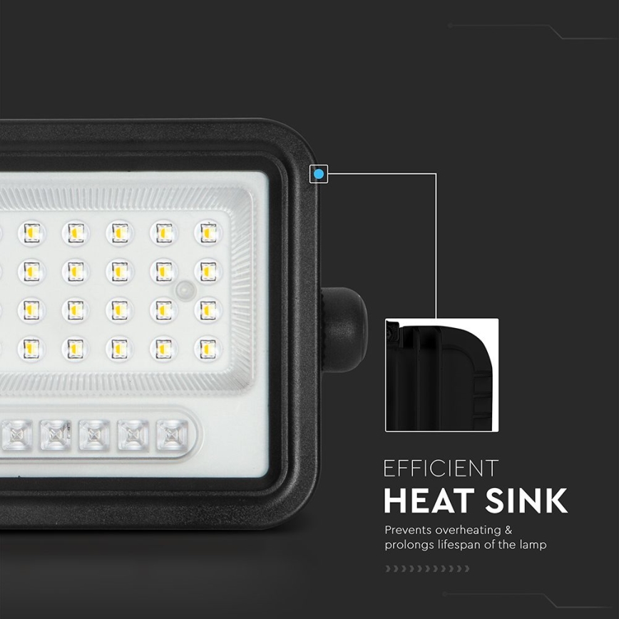 LED dimbare schijnwerper op zonne-energie LED/50W/3,2V 2000-8000K IP65 3800 mAh zwart + afstandsbediening