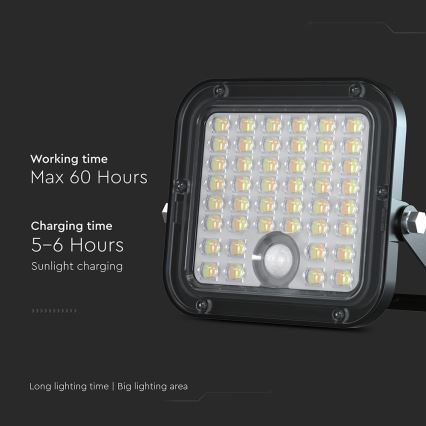 LED Dimbare zonne-schijnwerper met sensor LED/10W/3,7V 4000/6000K IP65 3600 mAh + afstandsbediening