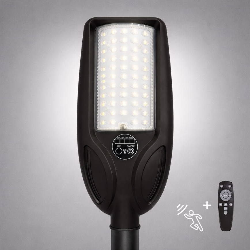 Dimbare LED zonne-straatlamp met sensor VENICE LED/50W/3,2V 4000 mAh IP65 zwart + afstandsbediening