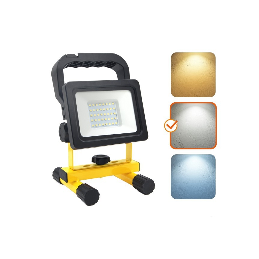 LED dimbare draagbare schijnwerper TIGRA LED/20W/3,7V 4000K IP54 4400 mAh zwart/geel