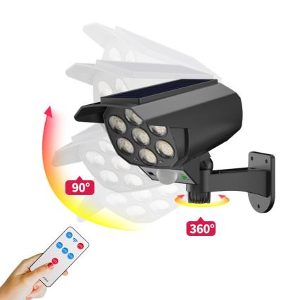 LED Dummy bewakingscamera met sensor en met een zonnepaneel LED/5W/5,5V 800 mAh IP65 + afstandsbediening