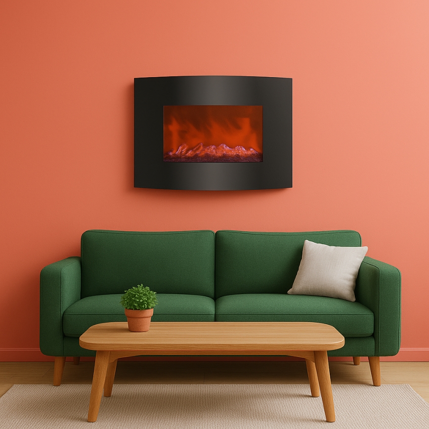 LED elektrische haard met verwarming LED/2000W/230V + afstandsbediening