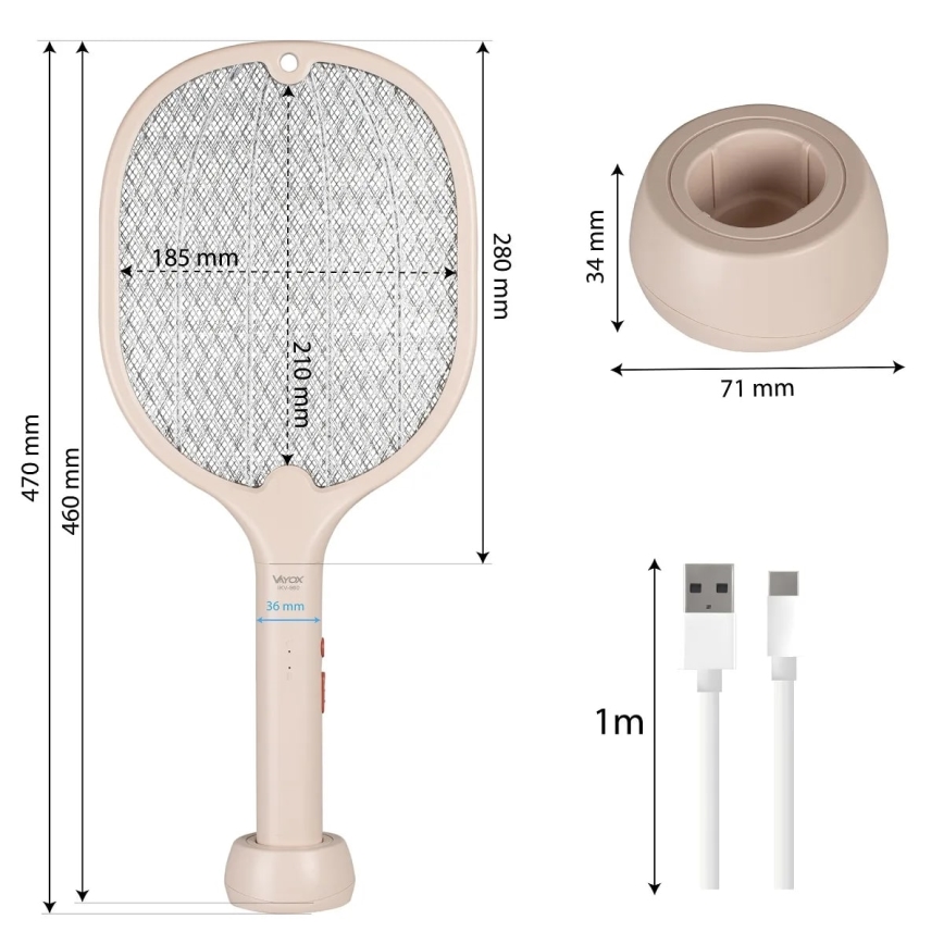 LED Elektrische insectenval 2in1 500 mAh/5V beige