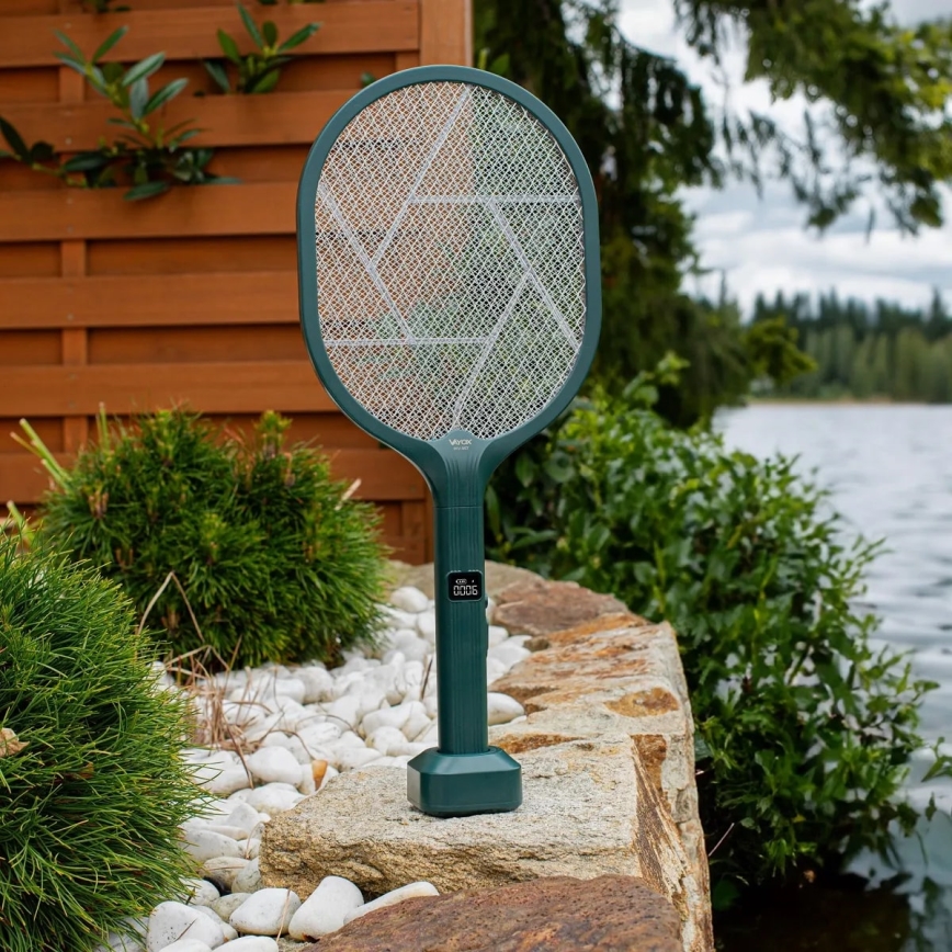 LED Elektrische insectenval 2in1 met LCD scherm 1200 mAh/5V groen
