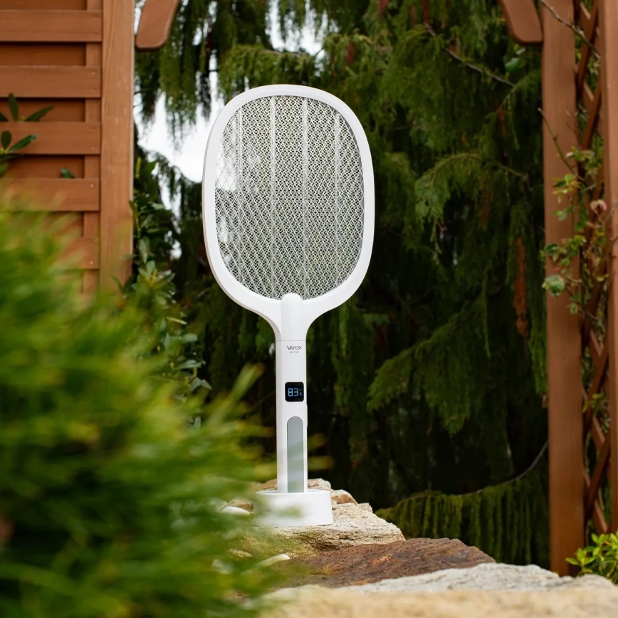 LED Elektrische insectenval 2in1 met LCD scherm 1200 mAh/5V wit
