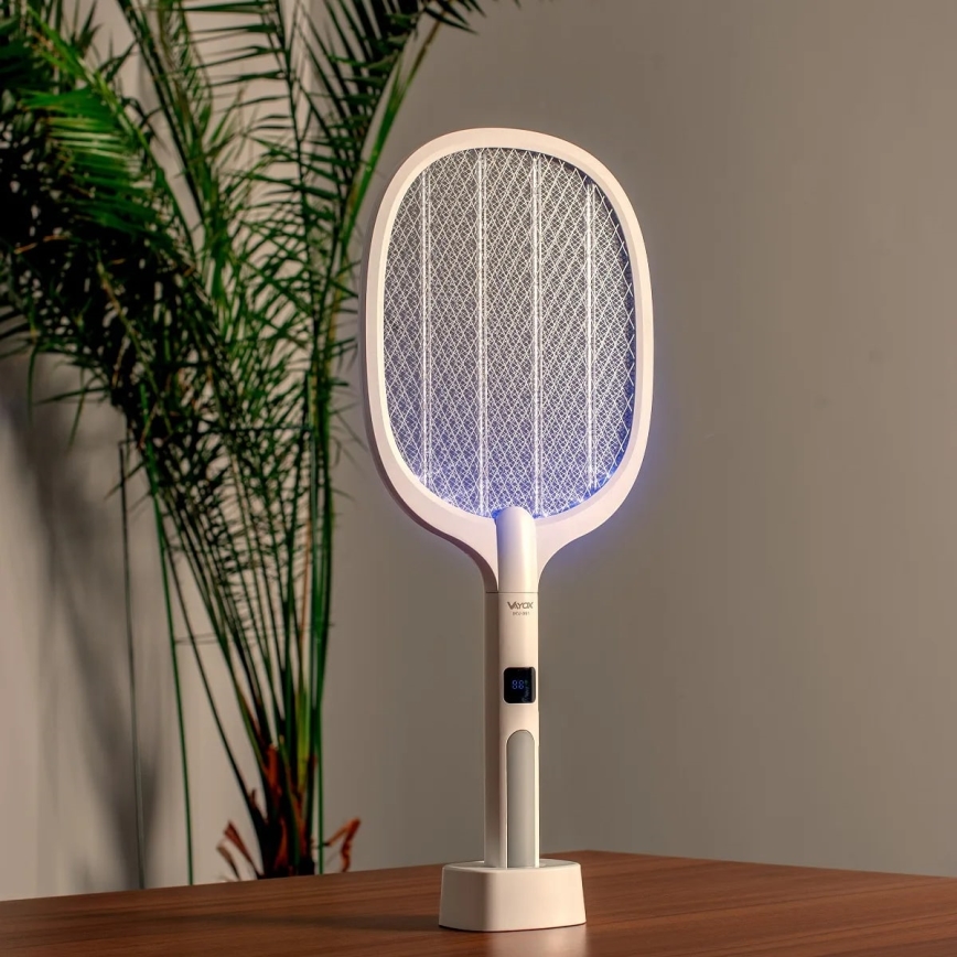 LED Elektrische insectenval 2in1 met LCD scherm 1200 mAh/5V wit