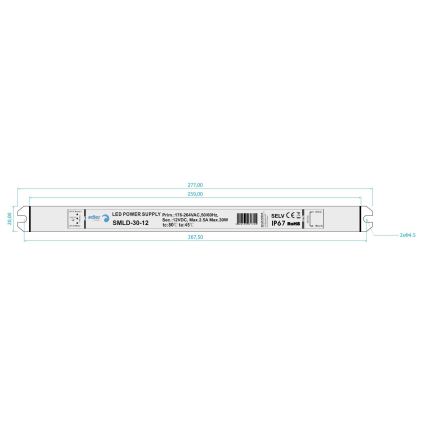 LED Elektrische transformator DRIVER 30W/230V/12V IP67