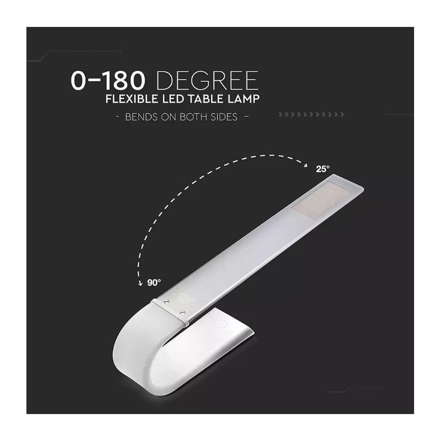 LED Flexibel dimbaar tafellamp LED/6,5W/5V 2000 mAh 3000K/4500K/6000K