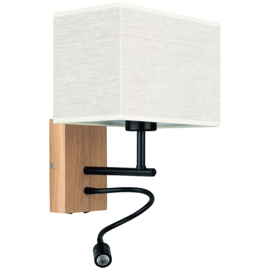 LED Flexibel lamp BOHO 1xE27/25W + LED/1W/230V eiken