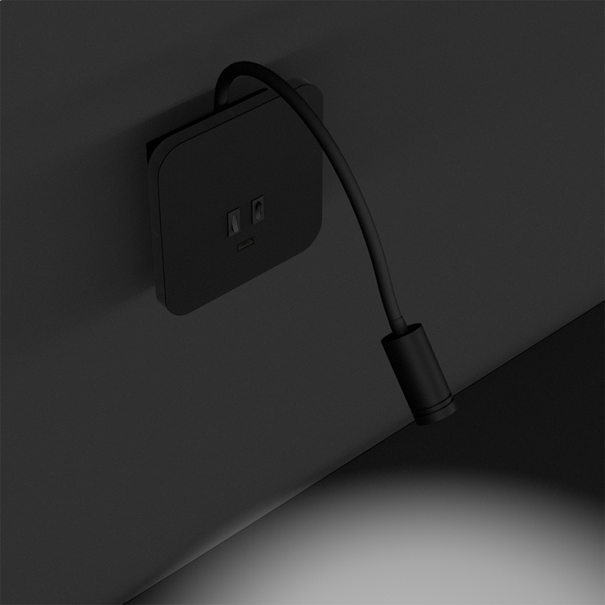 LED Flexibel wall klein lamp BASE 1xLED/8W+1xLED/2W/230V zwart/zilver