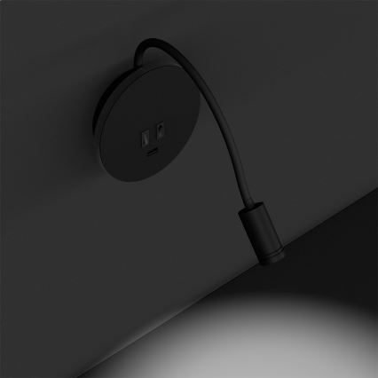 LED Flexibel wall klein lamp BASE 1xLED/8W+1xLED/2W/230V zwart/zilver
