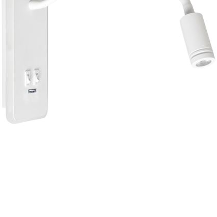 LED Flexibel wall klein lamp met USB BASE 1xLED/8W+1xLED/2W/230V wit