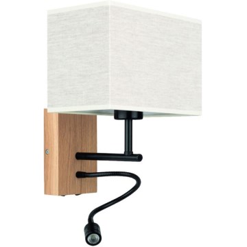 LED Flexibele lamp BOHO 1xE27/25W + LED/1W/230V eiken
