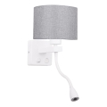 LED Flexibele lamp POLO 1xE27/40W+LED/2W 230V wit