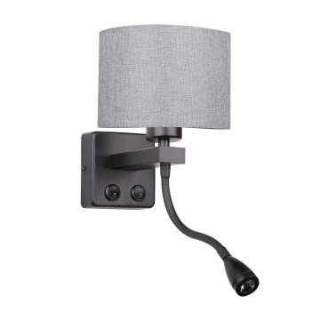 LED Flexibele lamp POLO 1xE27/40W+LED/2W 230V zwart