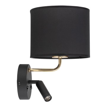 LED Flexibele lamp RICHI 1xE27/15W/230V + LED/3W/230V zwart