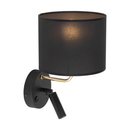 LED Flexibele lamp RICHI 1xE27/15W/230V + LED/3W/230V zwart