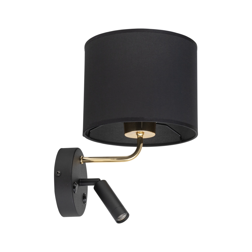 LED Flexibele lamp RICHI 1xE27/15W/230V + LED/3W/230V zwart