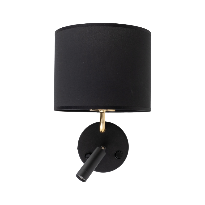 LED Flexibele lamp RICHI 1xE27/15W/230V + LED/3W/230V zwart