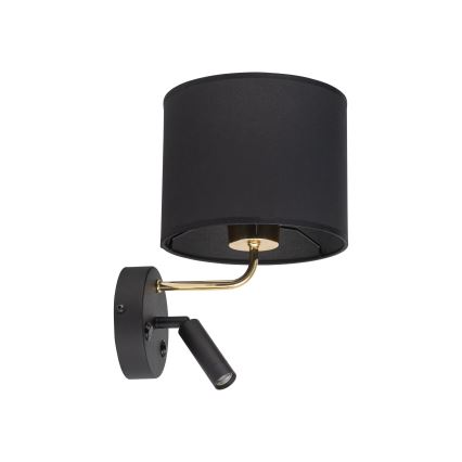 LED Flexibele lamp RICHI 1xE27/15W/230V + LED/3W/230V zwart