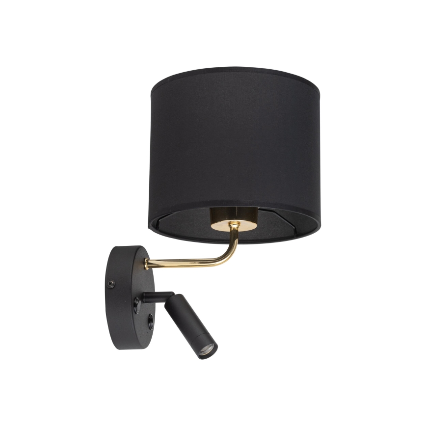 LED Flexibele lamp RICHI 1xE27/15W/230V + LED/3W/230V zwart