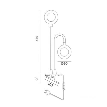 LED Dimbare Flexibele Tafellamp met Clip voor Plantenkweek VITARO 2xLED/4W/230V zwart