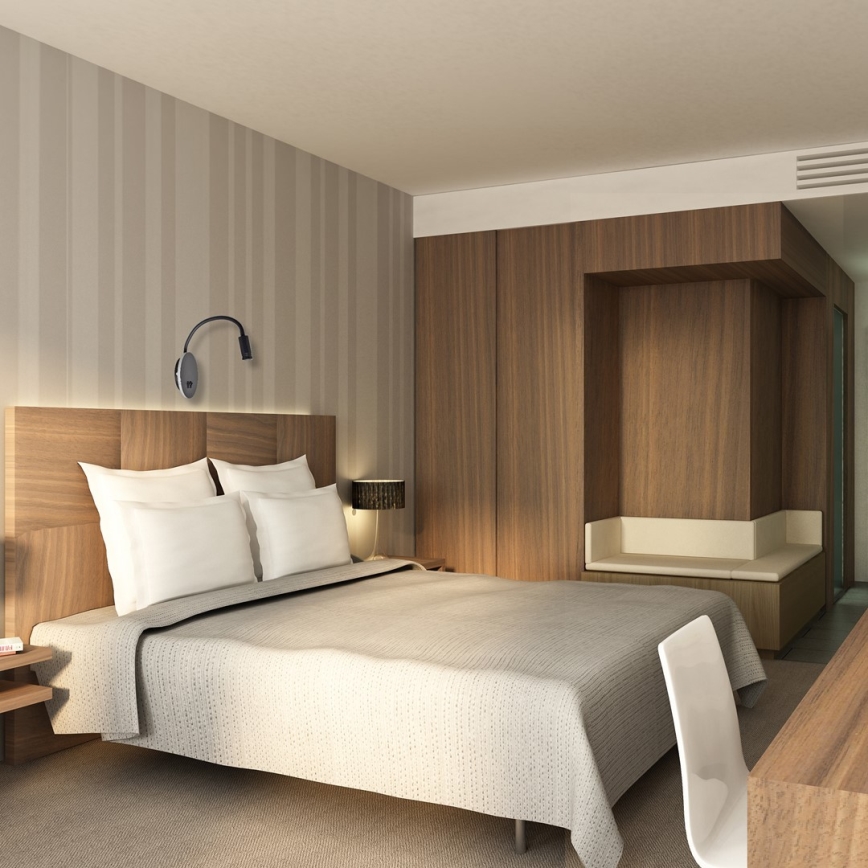 LED Flexibele wandlamp BASE 1xLED/8W+1xLED/2W/230V zwart/zilver