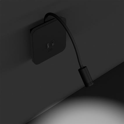 LED-flexibele wandlamp BASE LED/8W+LED/2W/230V zwart/zilver