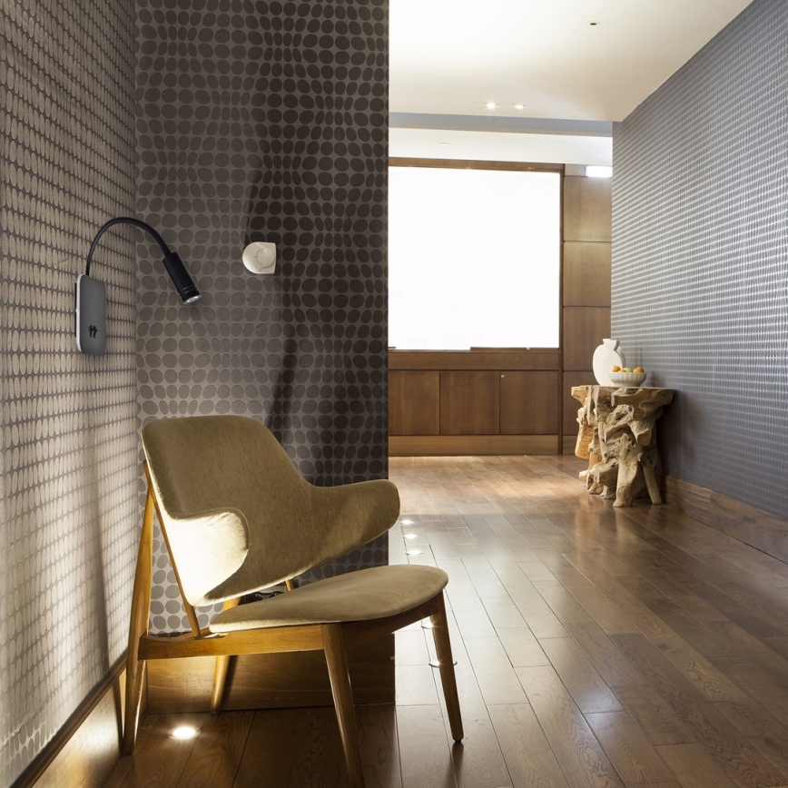 LED-flexibele wandlamp BASE LED/8W+LED/2W/230V zwart/zilver