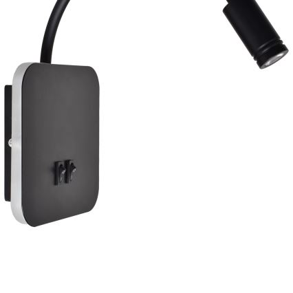 LED-flexibele wandlamp BASE LED/8W+LED/2W/230V zwart/zilver