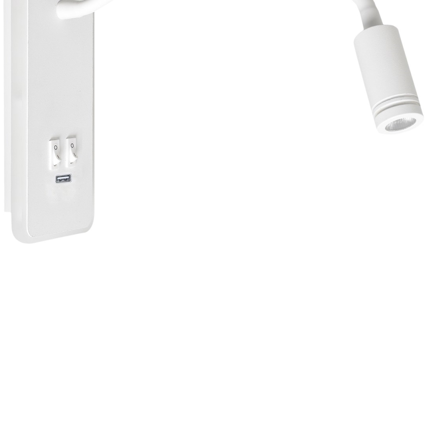 LED Flexibele wandlamp met USB BASE 1xLED/8W+1xLED/2W/230V wit