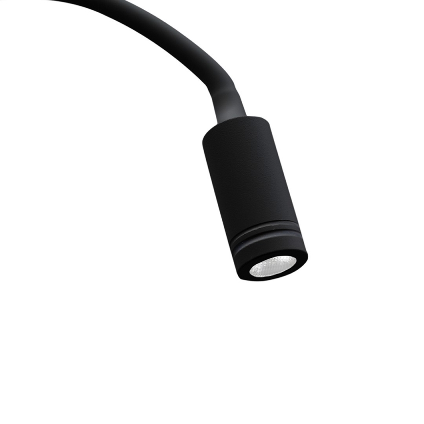 LED Flexibele wandlamp met USB BASE 1xLED/8W+1xLED/2W/230V zwart