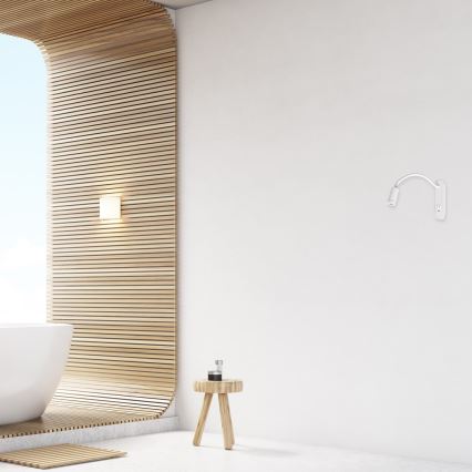 LED flexibele wandlamp met USB BASE LED/8W+LED/2W/230V wit