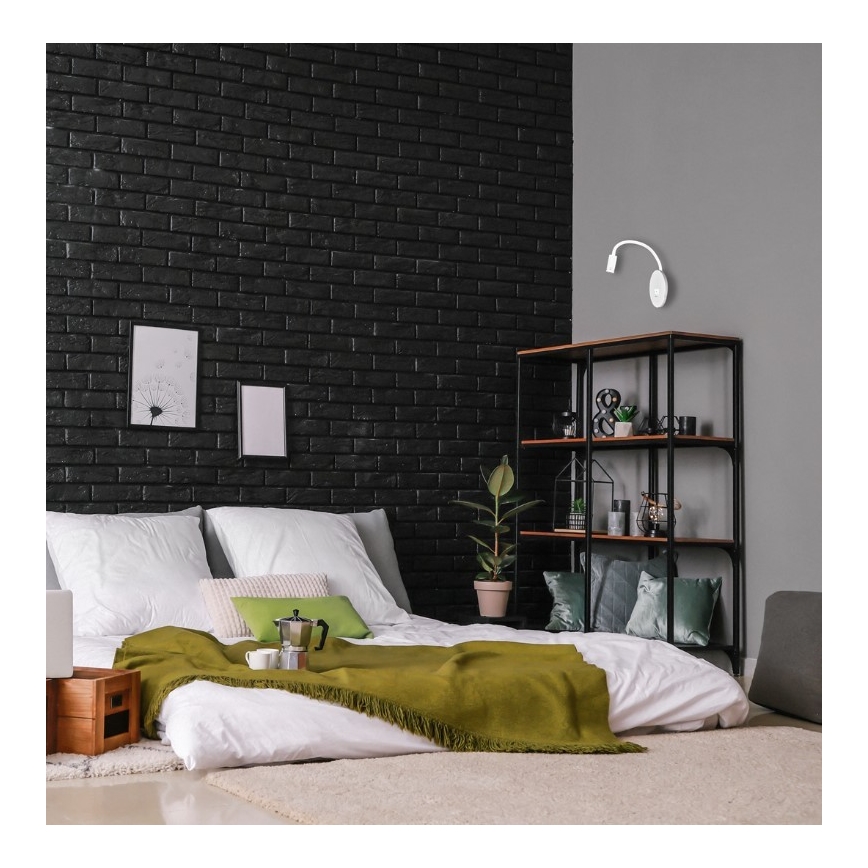 LED flexibele wandlamp met USB BASE LED/8W+LED/2W/230V wit/zilver