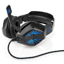 LED Gaming koptelefoon met microfoon zwart/blauw