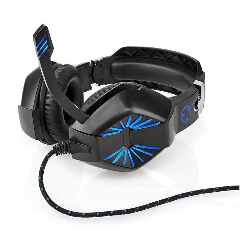 LED Gaming koptelefoon met microfoon zwart/blauw