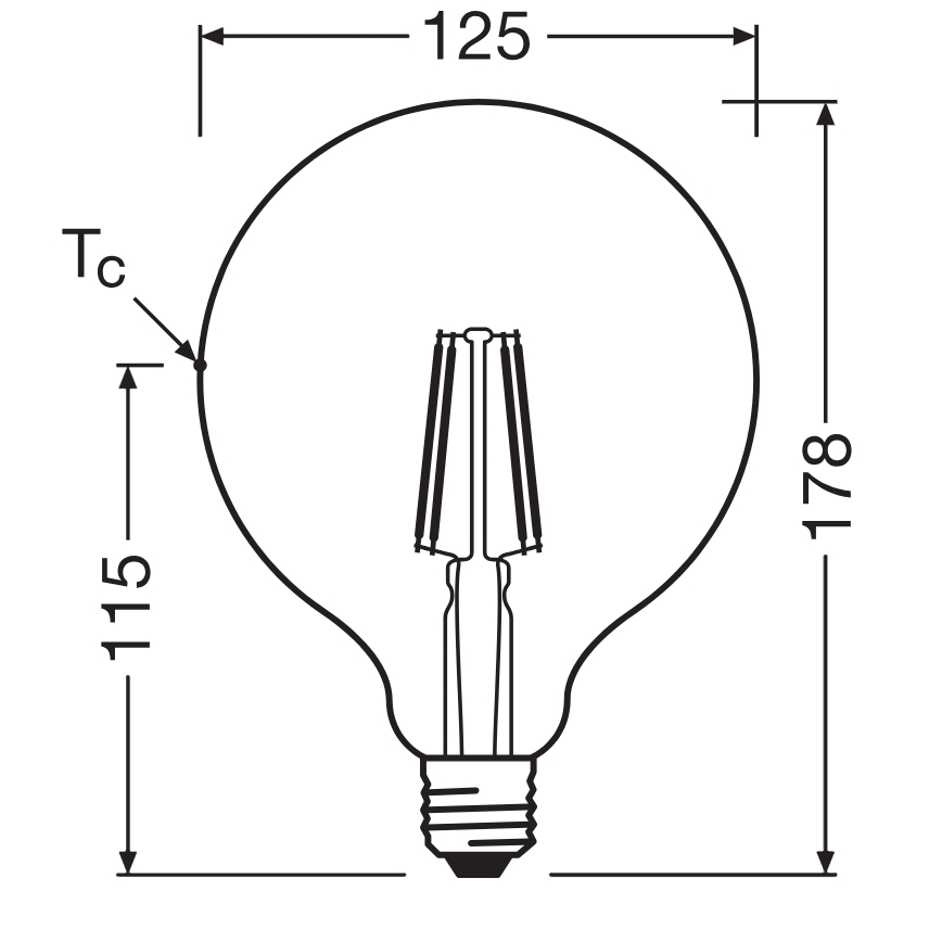 LED-gloeilamp GLOBE CLASSIC FILAMENT G125 E27/4W/230V 2700K - Ledvance