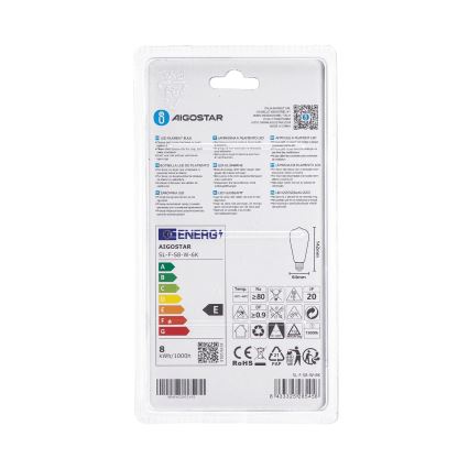 LED-gloeilamp ST64 E27/8W/230V 330° 6500K - Aigostar