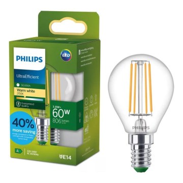 LED-gloeilamp Ultra-efficiënte Vintage Philips P45 E14/3,8W/230V 2700K