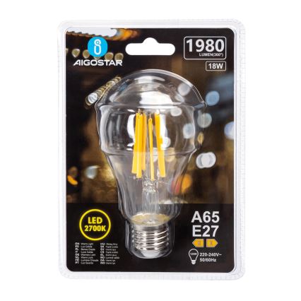 LED-gloeilamp VINTAGE A65 E27/18W/230V 2700K - Aigostar
