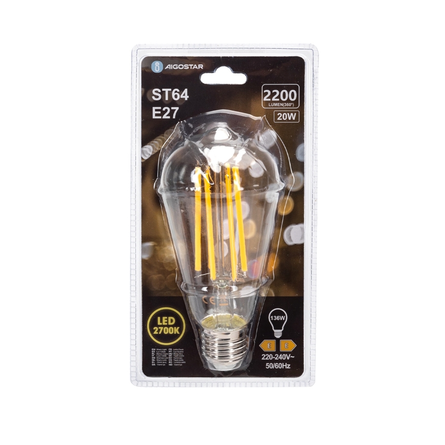 LED-gloeilamp VINTAGE ST64 E27/20W/230V 2700K - Aigostar