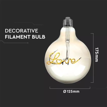 LED Gloeilamp voor decoratie verlichting FILAMENT G125 E27/5W/230V 2200K